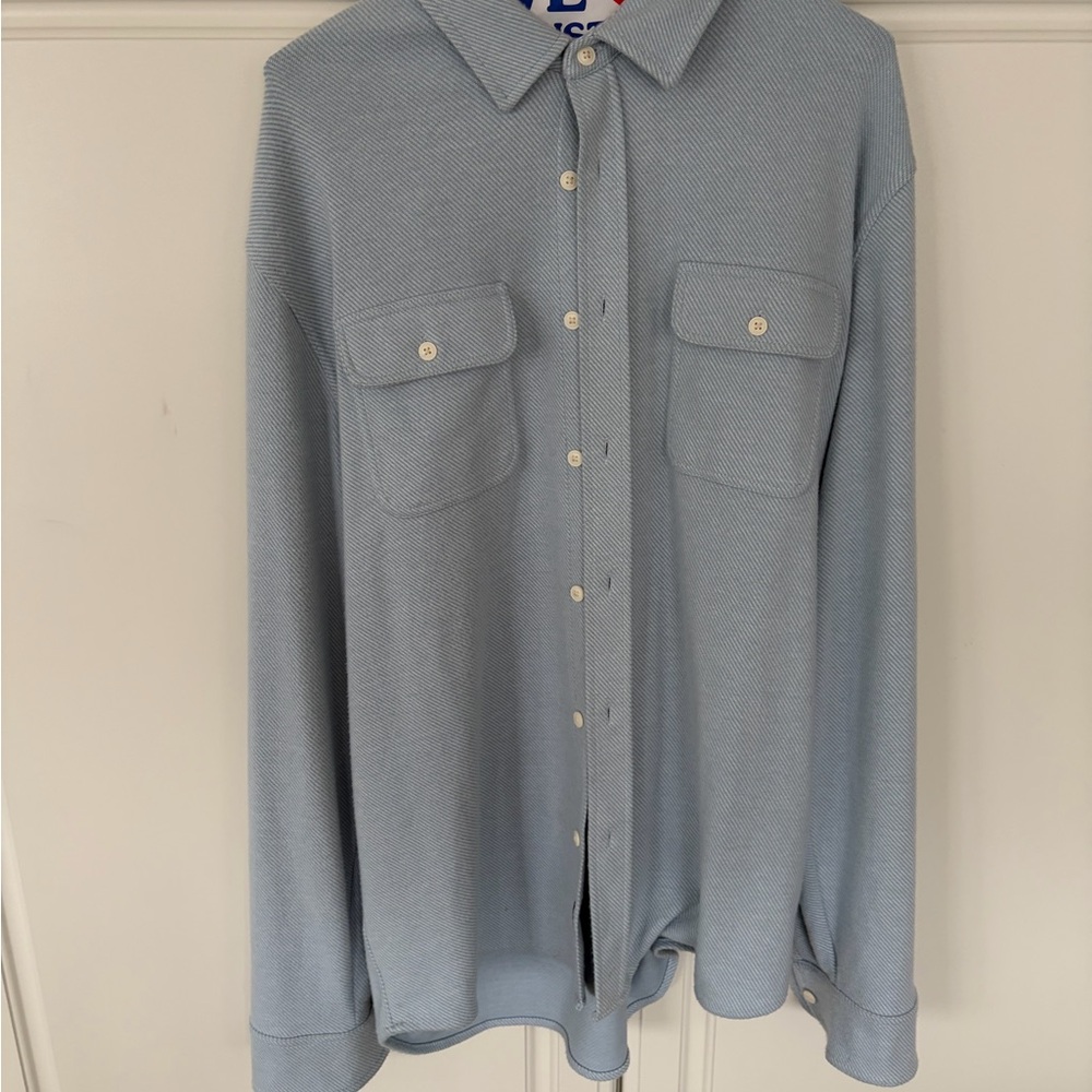 Faherty Legend Sweater Shirt Heather Gray Men's Small XL Knit 4-Way Stretch